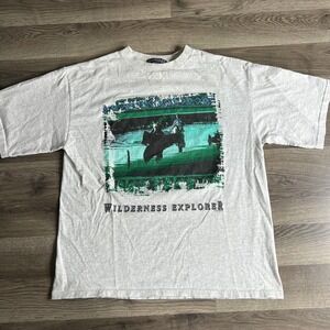 VTG Bugle Boy T Shirt Mens Large Wilderness Explorer‎ Canoe Lake Fishing 1990s